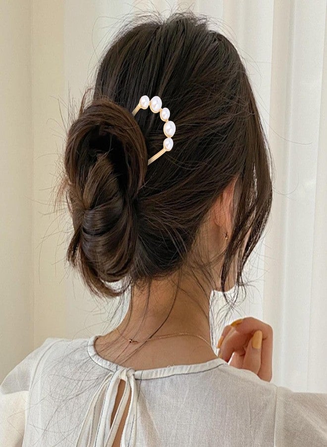 Amariver French Hair Pins 2Pcs Pearl Hairpins for Women U Shaped Hair Pins Metal French Hair Pin Hair Fork for Buns Twist Hair Pin for Long Hair - Image 4